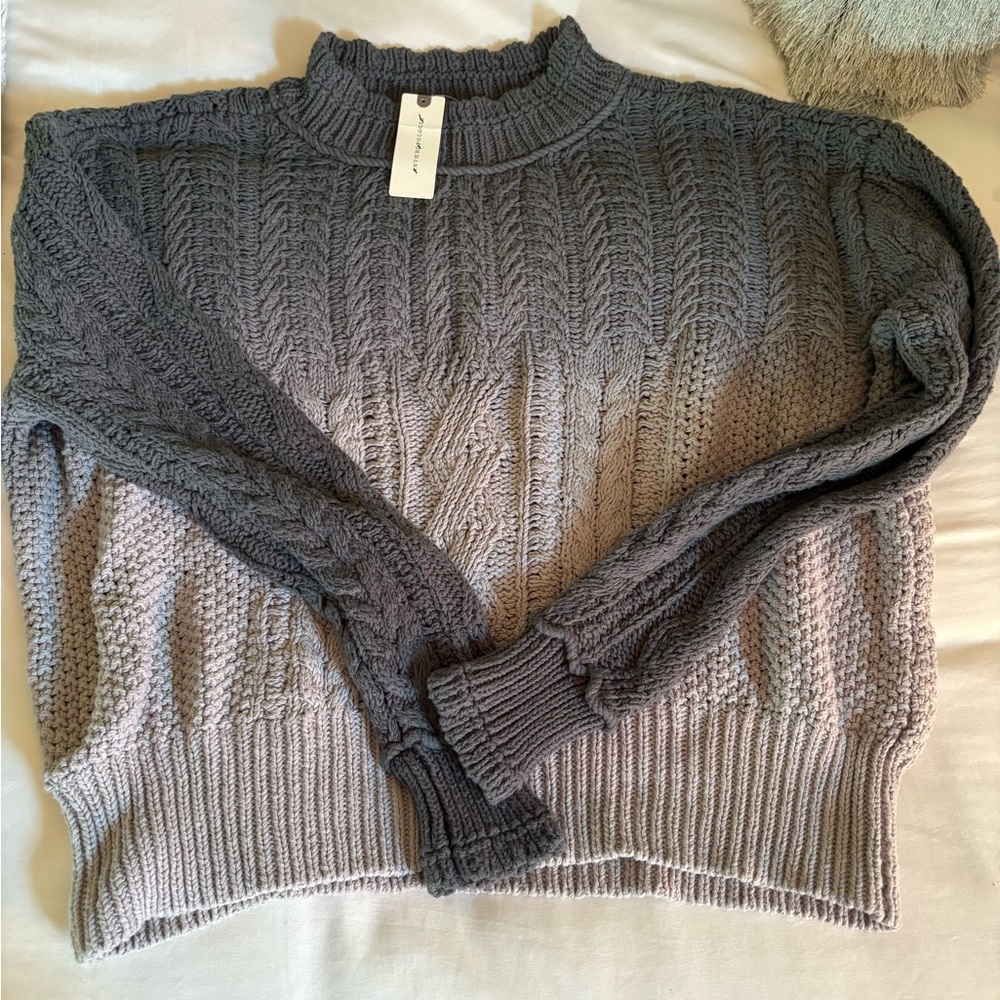 Anthropologie Gray 100% Cotton Gradient Gray Sweater NWT